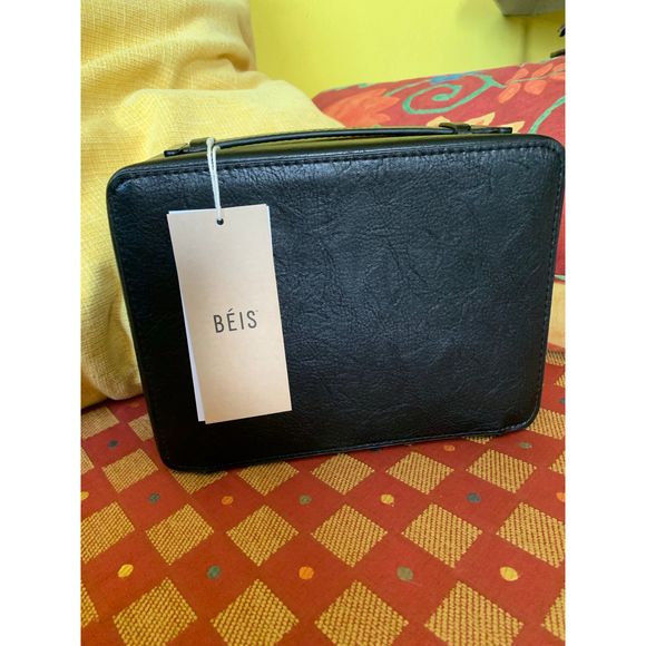 NWT Beis Faux Leather Vegan Cosmetic Case in Black - Picture 7 of 9